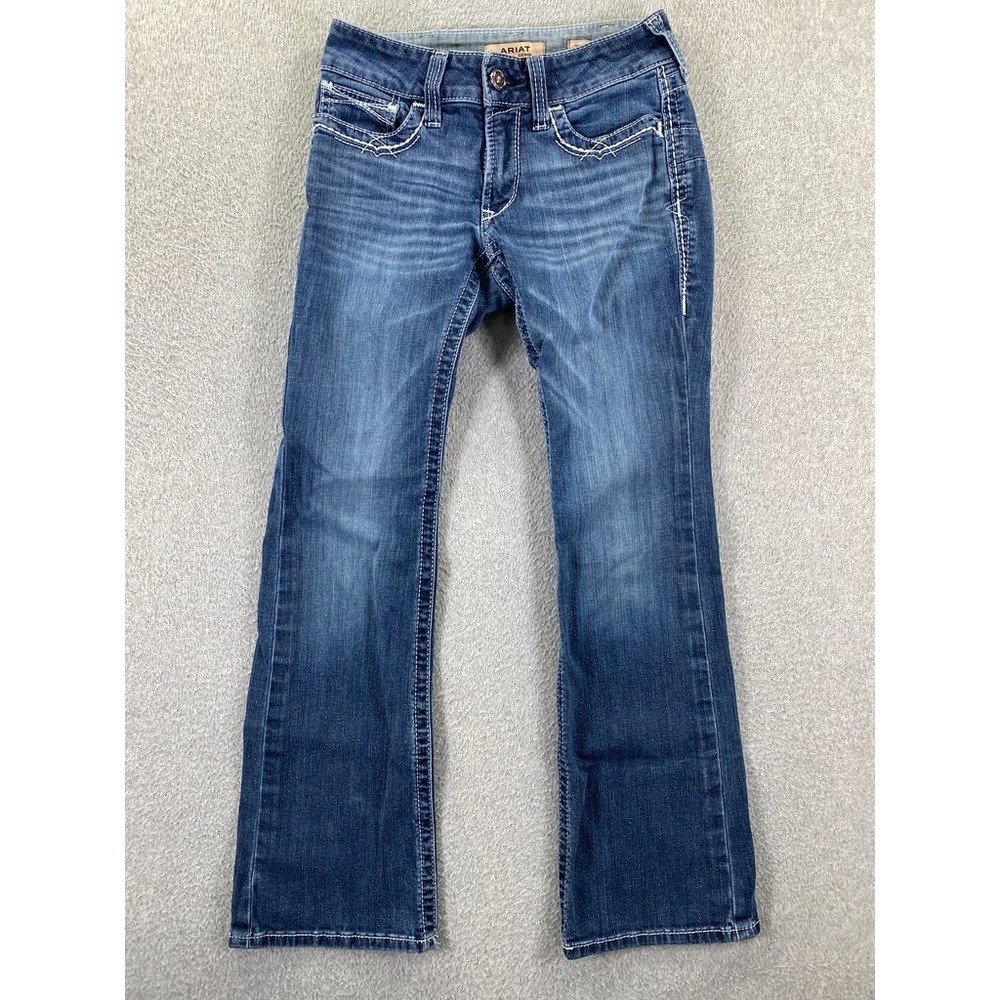 Ariat Real Denim Mid Rise Boot Jeans Size 27s Stretch Western Cowgirl (26x30.5)